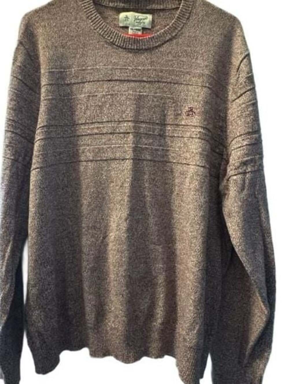 Original Penguin by Munsingwear Men's Marled Stripe Crew Neck Long Sleeve Sweate